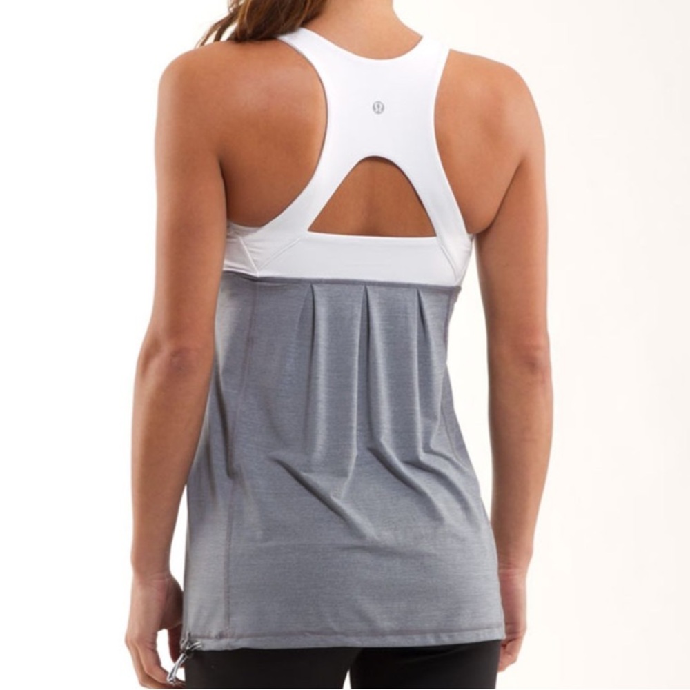 LULULEMON Run Your Heart Out Tank Top Size 4 Grey & White